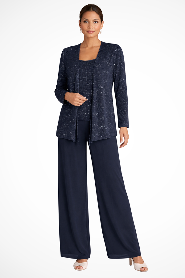 Sequin Lace Three Piece Suit Wide Leg Women