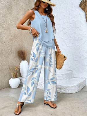 Women's Summer Leaf Print Lounge Set
