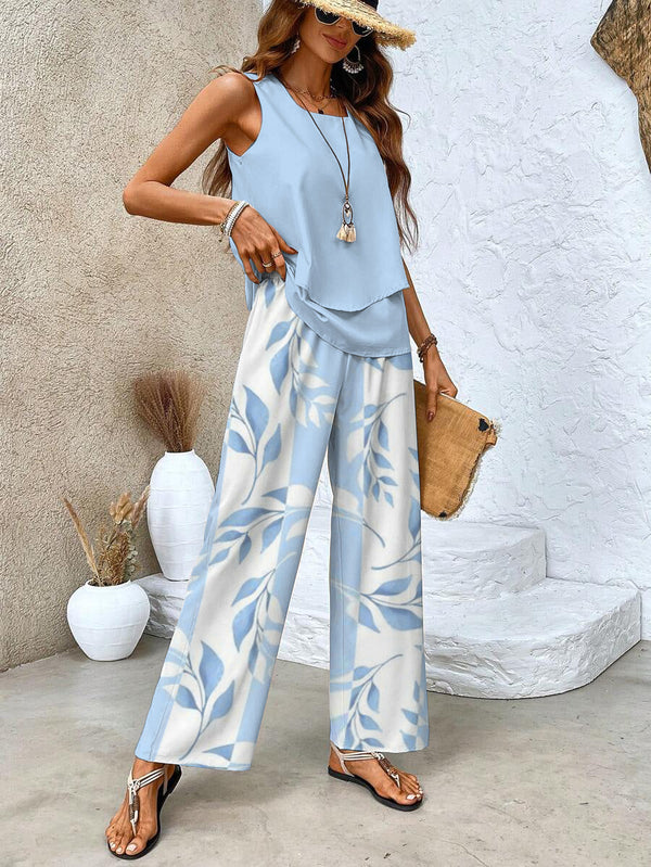 Women's Summer Leaf Print Lounge Set