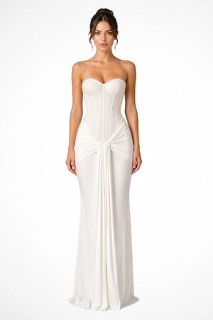 Women’s Lace  Strapless Sweetheart Maxi Dress for Elegant Occasions
