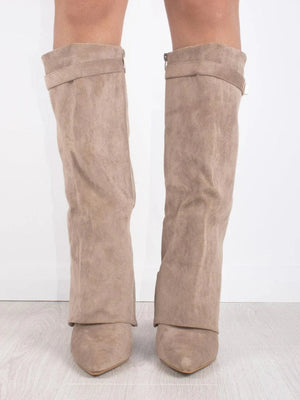 Stylish Women's Knee High Boots with Comfortable Wide Flare Top and Sturdy Block Heel