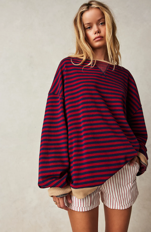 Suéter extragrande de rayas para mujer
