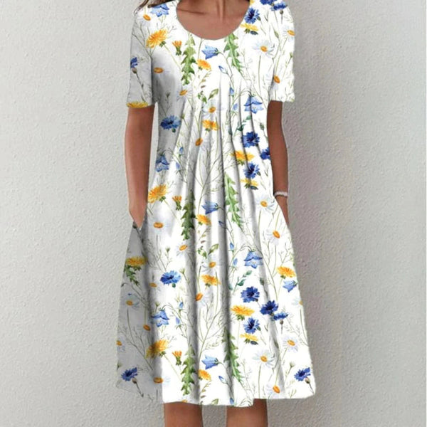 Women’s Floral Short Sleeve Printed Midi Dress