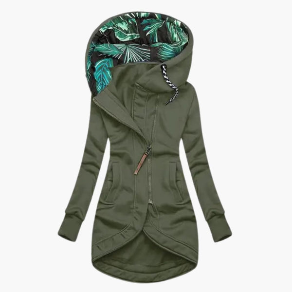 Women’s Insulated Hooded Winter Jacket with Asymmetrical Zip