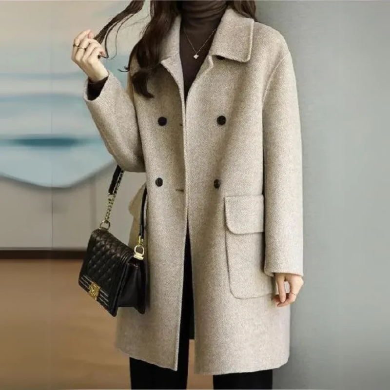 Women's Double-Breasted Mid-Length Coat