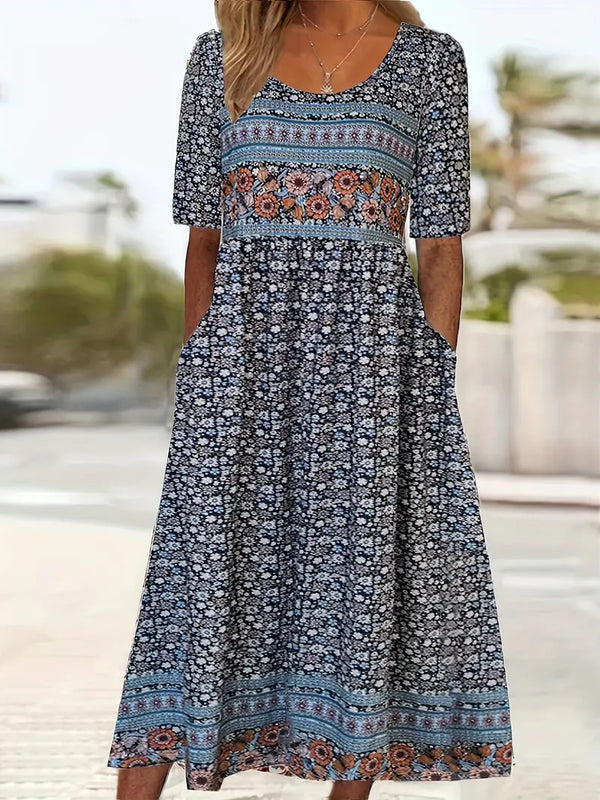 Women's Bohemian Mosaic Midi Dress