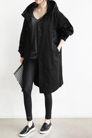 Chaqueta para mujer con capucha de longitud media