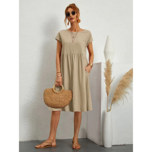 Chic Midi Summer Dress with Short Sleeves for Women