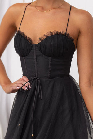Women's Sweetheart Neck Tulle Midi Dress
