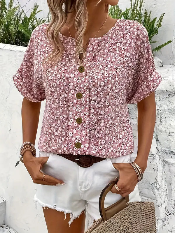 Women’s Floral Button-Front Casual Blouse