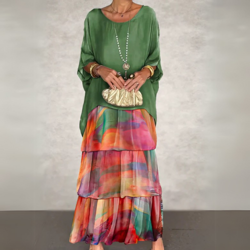 Women’s Boho Layered Maxi Dress Flowy Loose Fit Evening Outfit