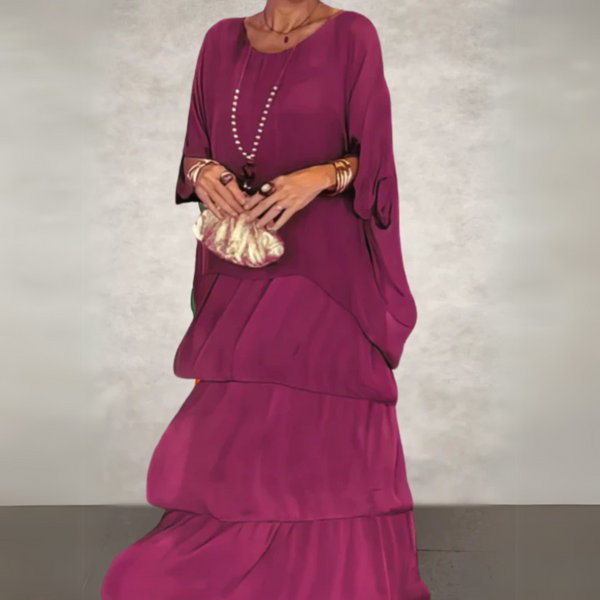 Women’s Boho Layered Maxi Dress Flowy Loose Fit Evening Outfit