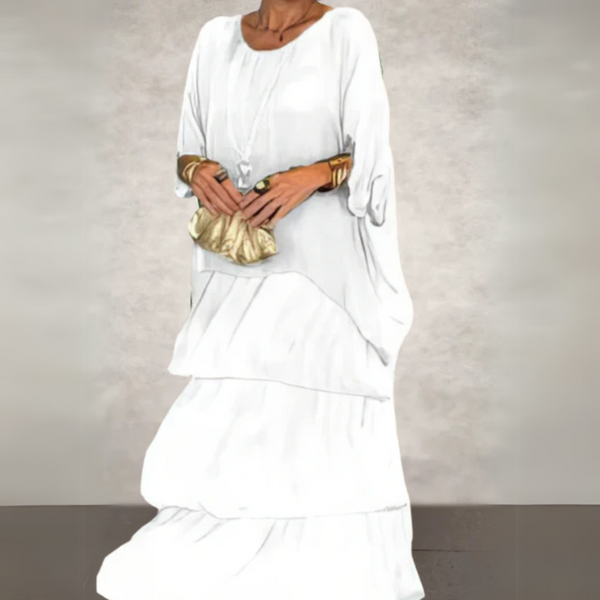 Women’s Boho Layered Maxi Dress Flowy Loose Fit Evening Outfit