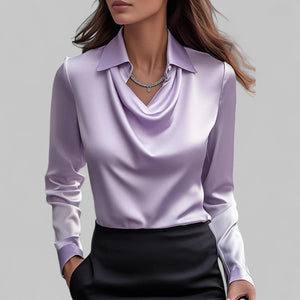 Women's Cowl Neck Long Sleeve Blouse