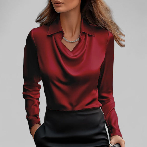 Women's Cowl Neck Long Sleeve Blouse