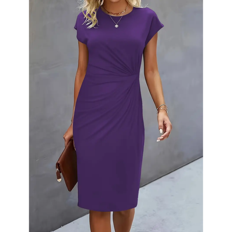 Elegant Midi Dress for Women | Short Sleeve