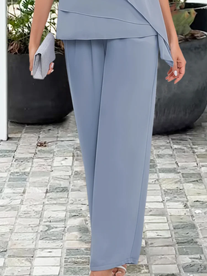 Women's Chic Layered Tunic Top and Wide-Leg Pants Coordinated Set