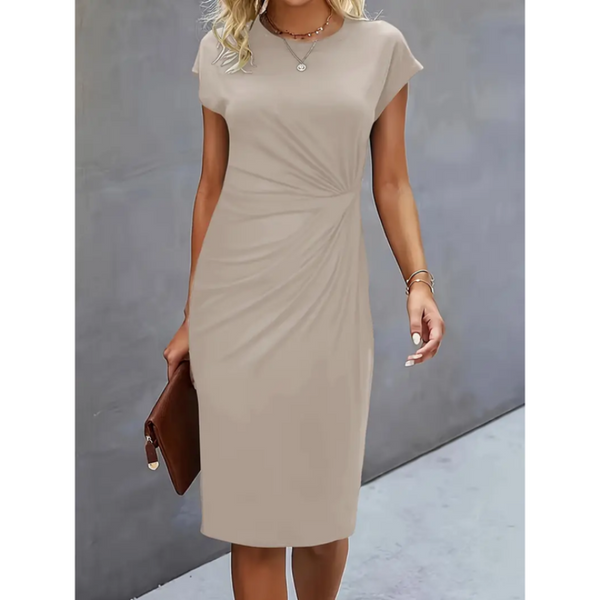 Elegant Midi Dress for Women | Short Sleeve