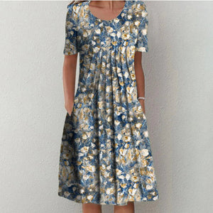 Women’s Floral Short Sleeve Printed Midi Dress