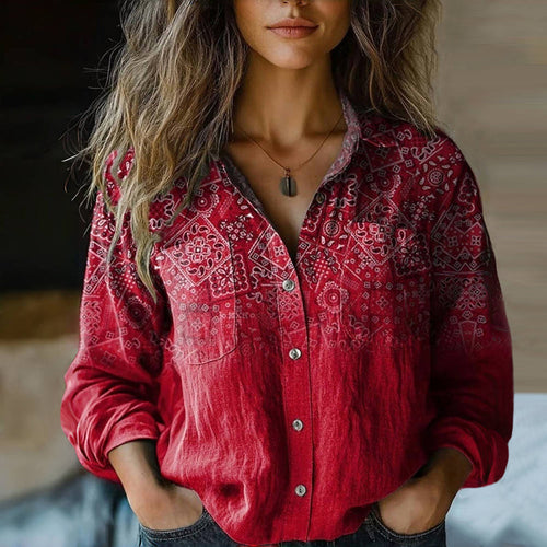 Women's Artisan Patchwork Pattern Blouse