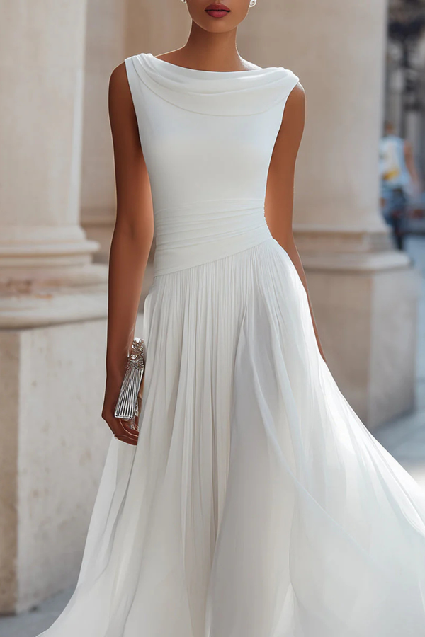 Women's Elegant Sleeveless Chiffon Midi Dress