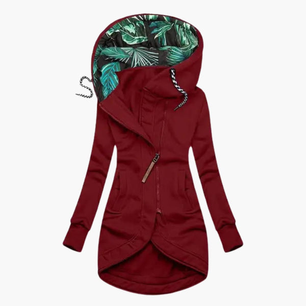 Women’s Insulated Hooded Winter Jacket with Asymmetrical Zip
