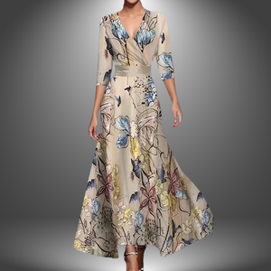 Women's Floral Wrap Maxi Dress with Flattering V-Neckline