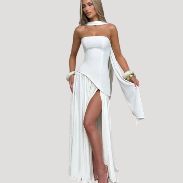 Women's Strapless Pleated Maxi Dress