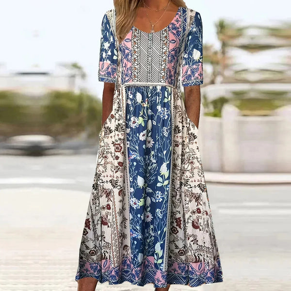 Women's Bohemian Mosaic Midi Dress