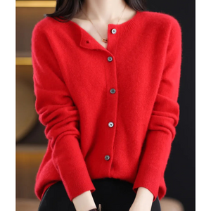 Women's Button Front Crew Neck Cardigan Sweater