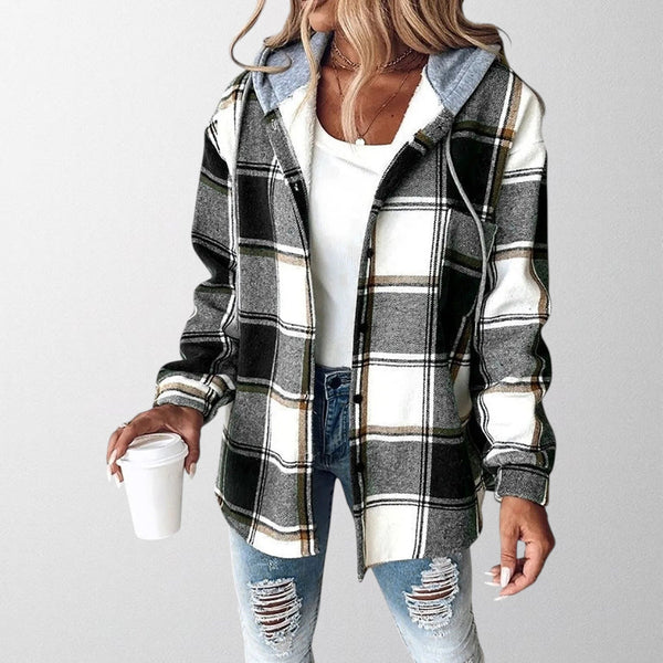 Chaqueta cálida con capucha para mujer y corte holgado