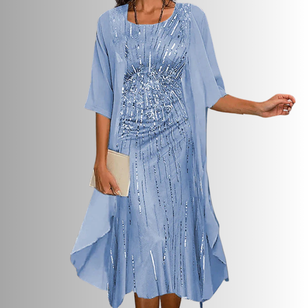 Women's Layered Floral Chiffon Midi Dress