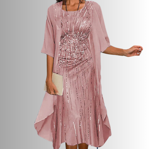Women's Layered Floral Chiffon Midi Dress