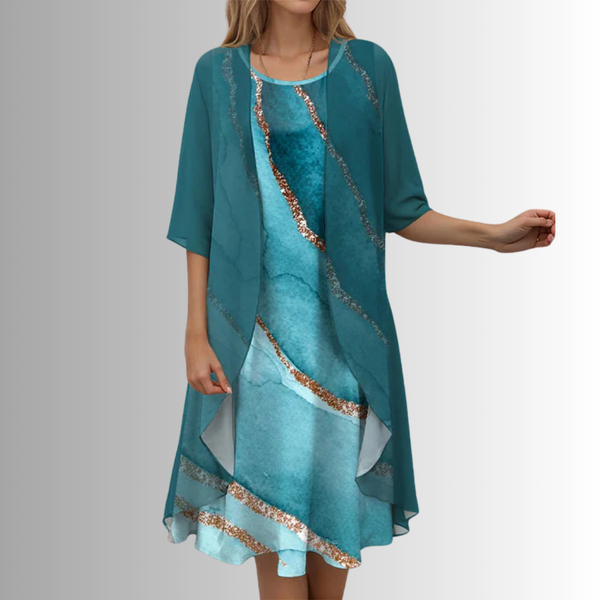 Women’s Cardigan Floral Midi Dress Outfit Set