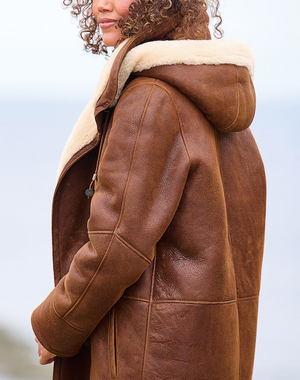 Women’s Hooded Winter Shearling Coat