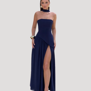Women's Strapless Pleated Maxi Dress