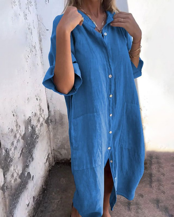 Women’s Relaxed Button Front Oversized Shirt Dress