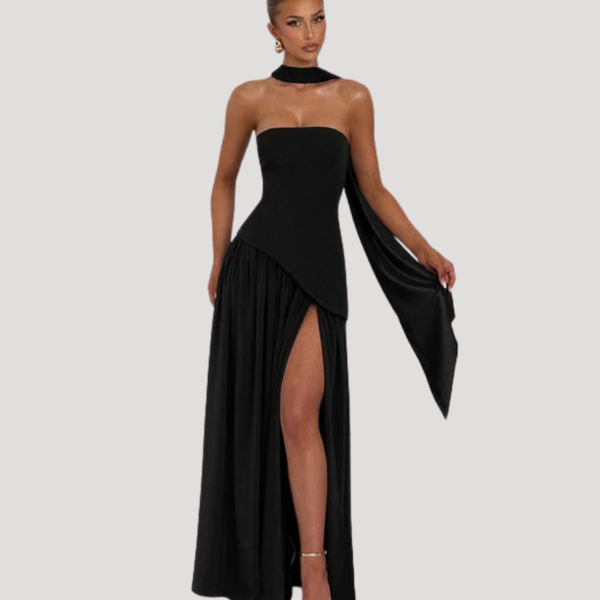 Women's Strapless Pleated Maxi Dress