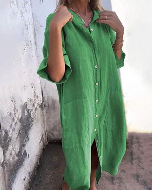 Women’s Relaxed Button Front Oversized Shirt Dress