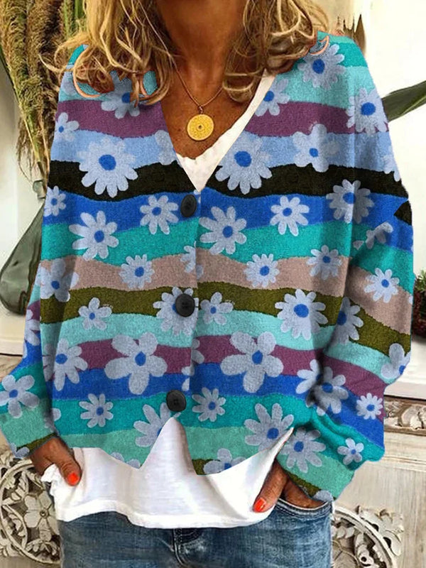 Women's Floral Print Button-Front Cardigan