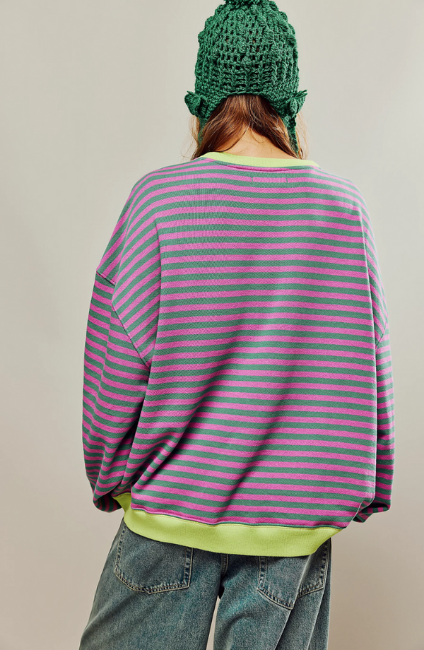 Suéter extragrande de rayas para mujer