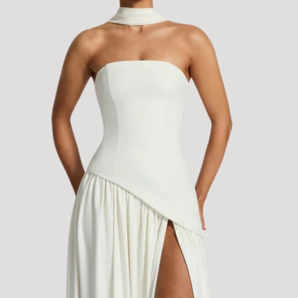 Women's Strapless Pleated Maxi Dress