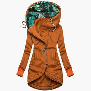 Women’s Insulated Hooded Winter Jacket with Asymmetrical Zip