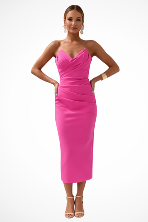 Women’s Sweetheart Neck Bodycon Midi Dress for Elegant Occasions