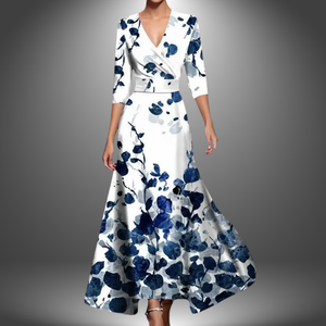 Women's Floral Wrap Maxi Dress with Flattering V-Neckline
