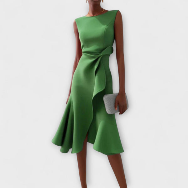 Women’s Elegant Sleeveless Flowy Waist Midi Dress