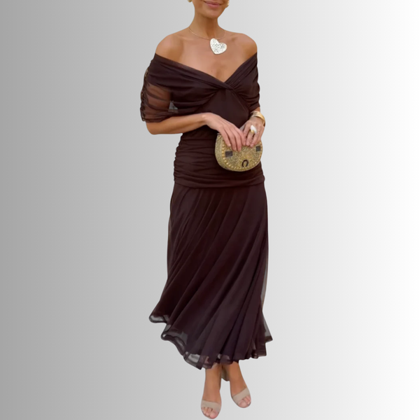 Women's Off-Shoulder Chiffon Evening Gown