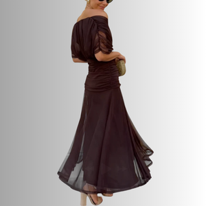 Women's Off-Shoulder Chiffon Evening Gown