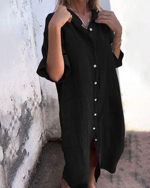 Women’s Relaxed Button Front Oversized Shirt Dress
