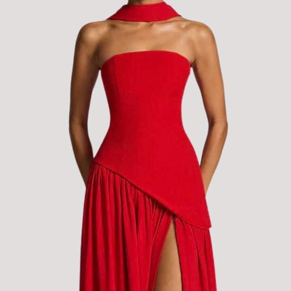 Women's Strapless Pleated Maxi Dress
